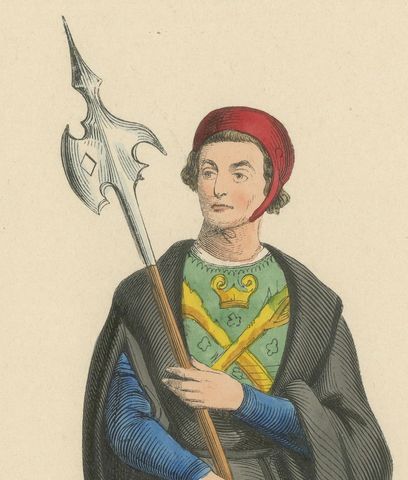 Guardian of the Realm: A Halberdier of Charles the Bold, Lithograph of 1847, close-up 2