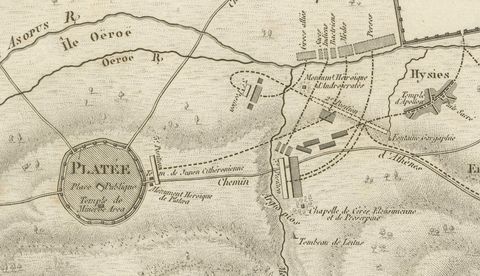 Battle of Plataea Ancient Greece Military Map by Ambroise Tardieu, 1825, close-up 1