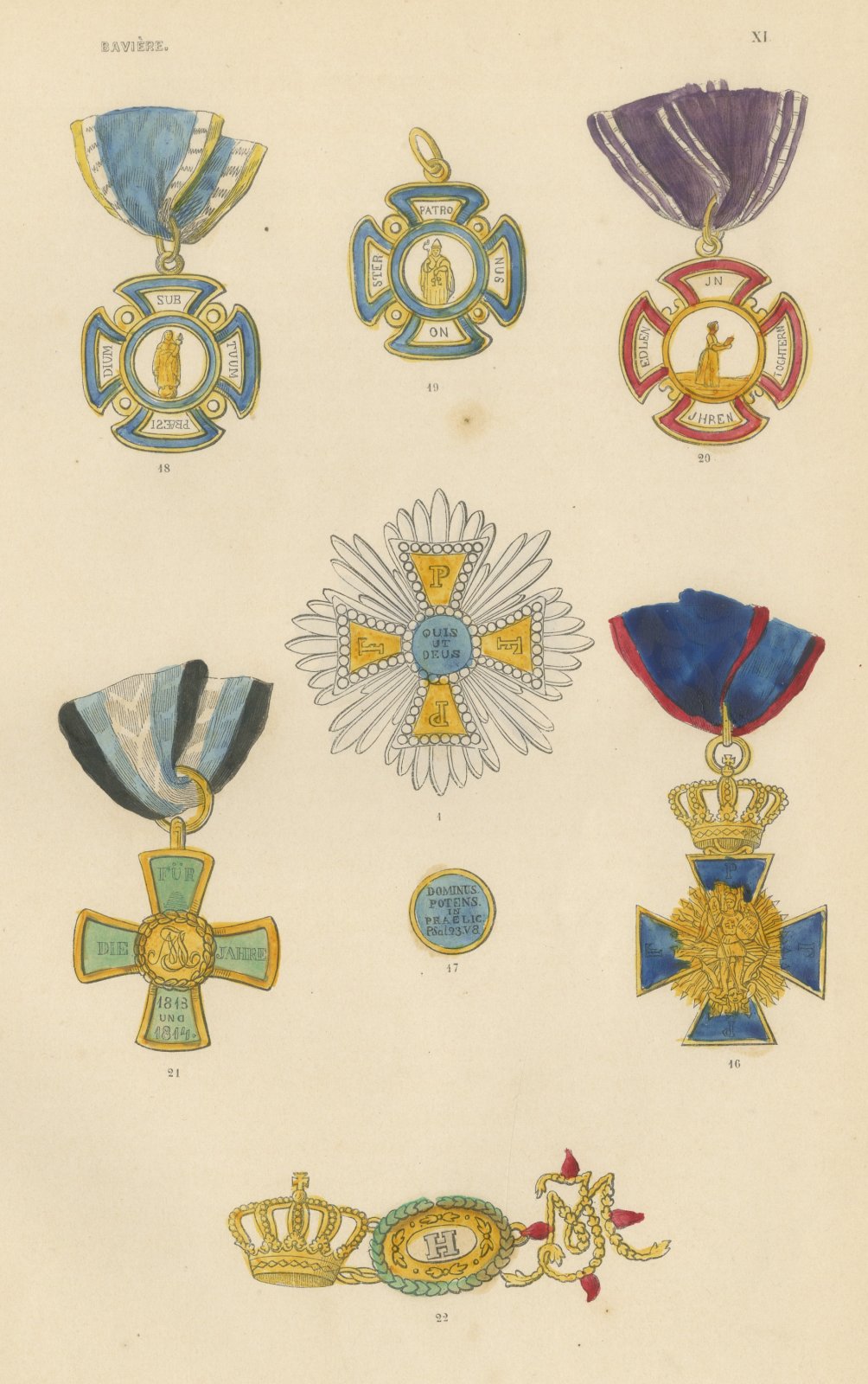 Orders of Bavaria, Order of Saint Michael and Other Crosses, Plate XI, 1844