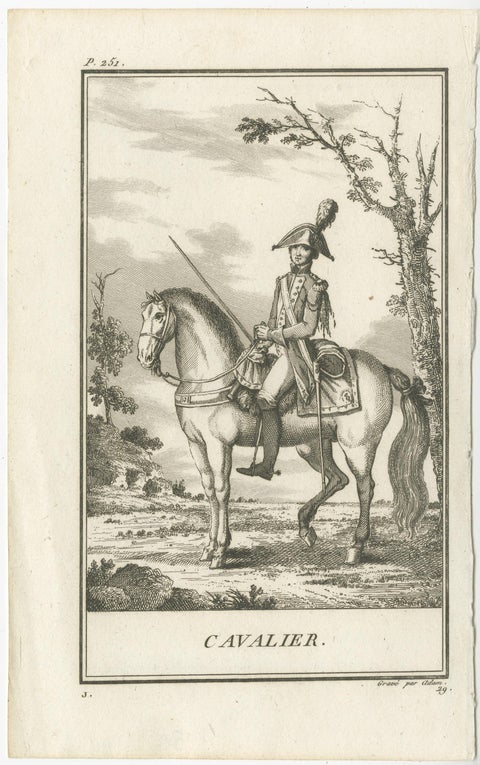 Set of 2 Antique Horse Riding Prints, Cavalry Officer, Cavalry Soldier, view 4