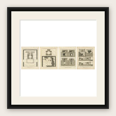 Set of 1770s Cannon Foundry Engravings from Diderot’s Encyclopédie, France, shown framed