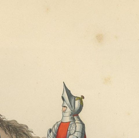 Antique Print of a Florence Soldier, 15th Century by Bonnard, 1860, close-up 1