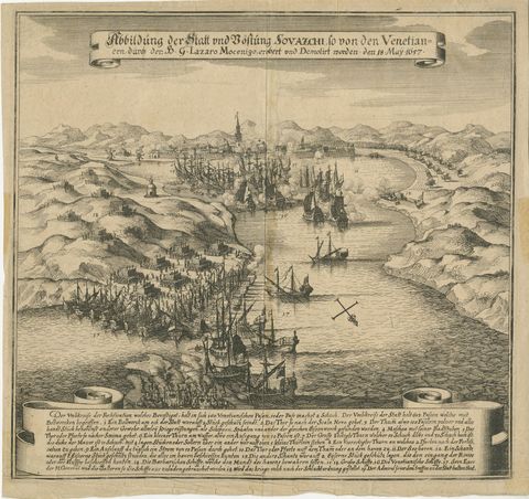 Antique Battle Scene of the Attack on Split on the Adriatic Coast, ca.1660, view 2