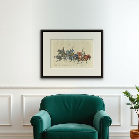 Gallant Knights of Blankenburg, Bubenberg & Mattern in Swiss Heraldic Pageantry, shown framed on a wall
