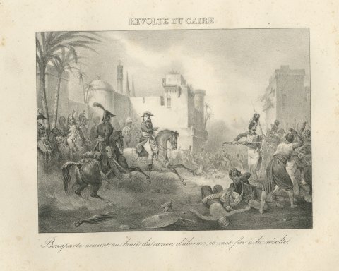 Revolt of Cairo, Bonaparte Ends the Uprising, Antique Madou Lithograph, 1827