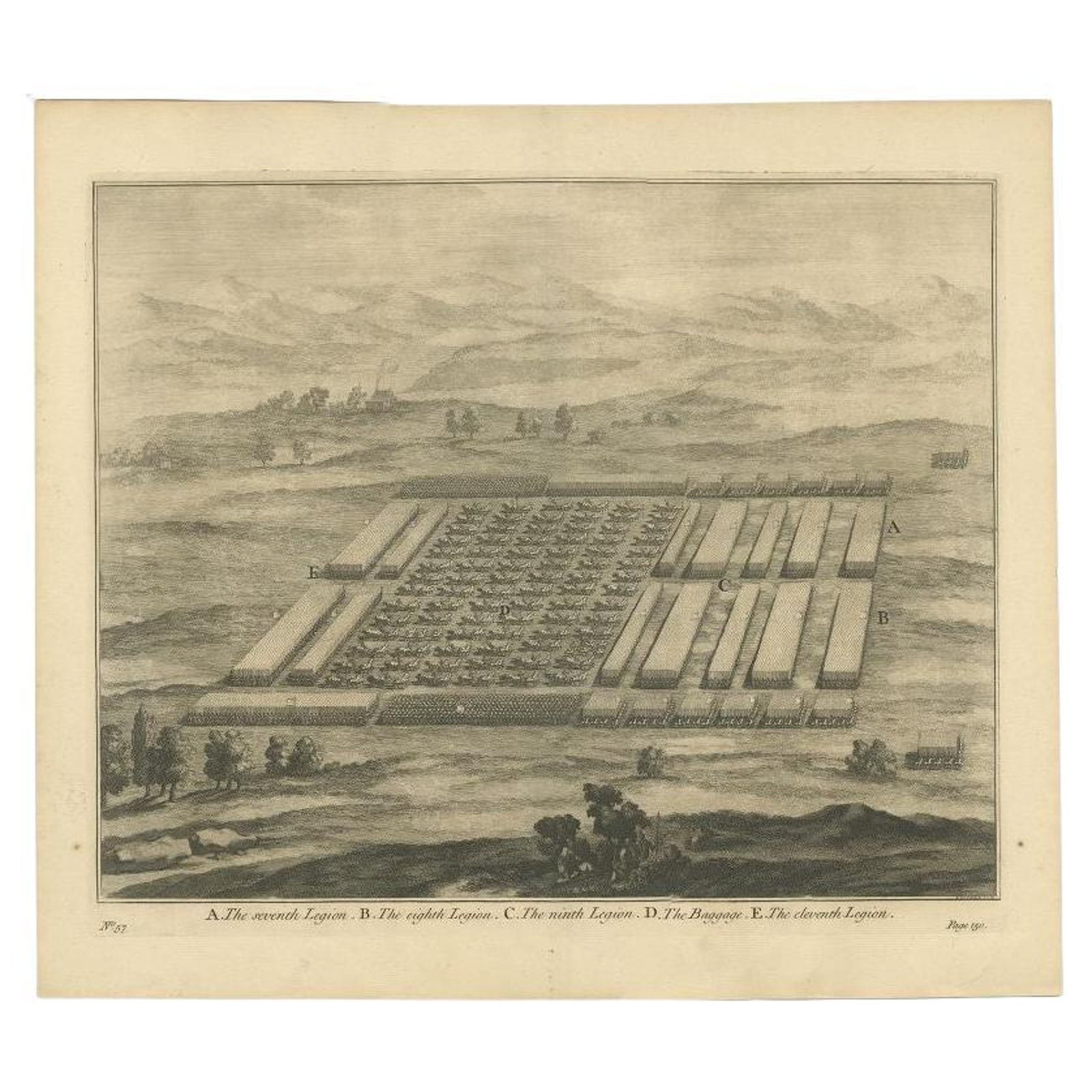 Antique Roman Battle Print of the Seventh Legion by Duncan, ca.1753