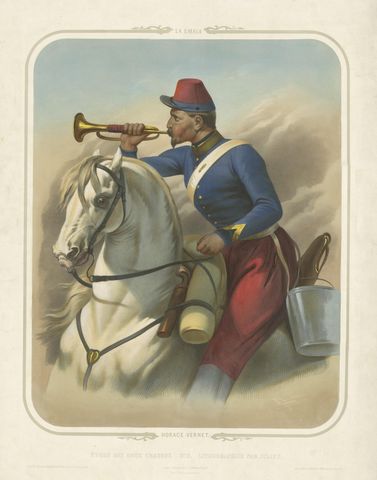 Antique Print of a French Cavalryman During the Battle of the Smala 'circa 1845', view 2