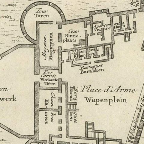 Antique Print of the English Fort of Cap Corse 'Africa' by J. van Schley, 1760, close-up 2