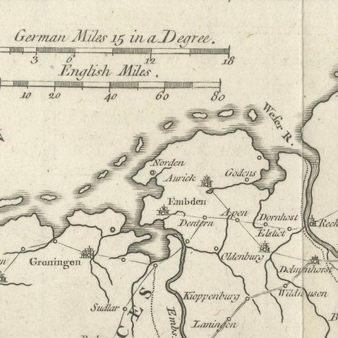 Seat of War Westphalia Map, Antique Military Map Netherlands Germany, 1763, close-up 3
