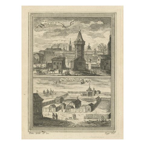Antique Print of a Fortress and Prison in Siberia, Russia, 1768