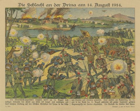Battle of the Drina, 14 August 1914, Austro-Serbian Front, WWI Color Print, close-up 1