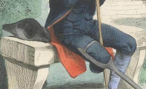 Invalides Veteran of the Imperial Guard, Hand-Colored Military Print, 1843, close-up 2