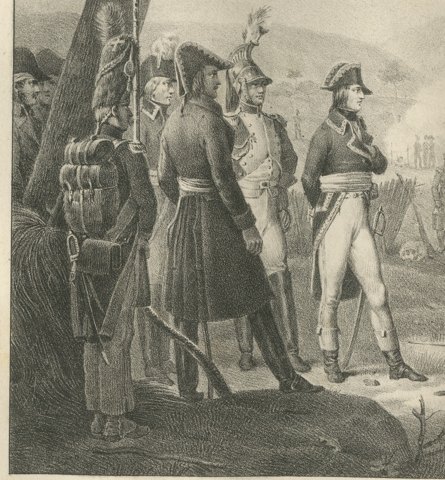 Victor Amadeus Sues for Armistice, Sardinia, Antique Madou Lithograph, 1827, close-up 1