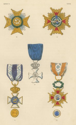 Orders of Spain, San Hermenegildo and Isabella the Catholic, Plate XXVII, 1844