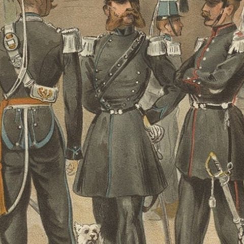Antique Print of a Regiment of Dutch Dragonders, 1849-1867, 1900, close-up 2