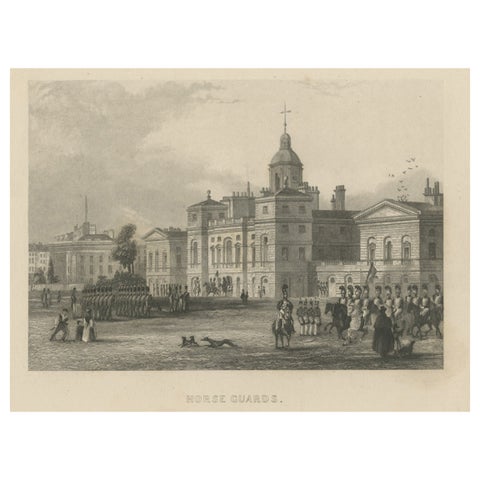 Antique Print of Horse Guards, Westminster, London, c.1840