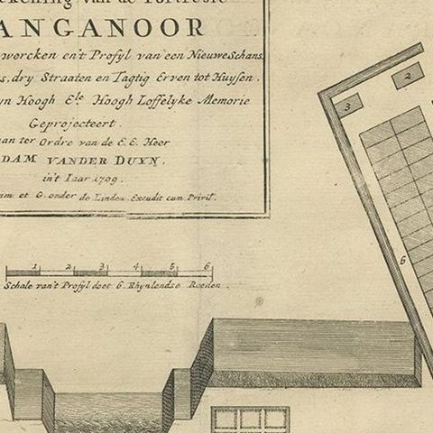 Antique Print of Cranganore Fort, India by Valentijn, 1726, close-up 1