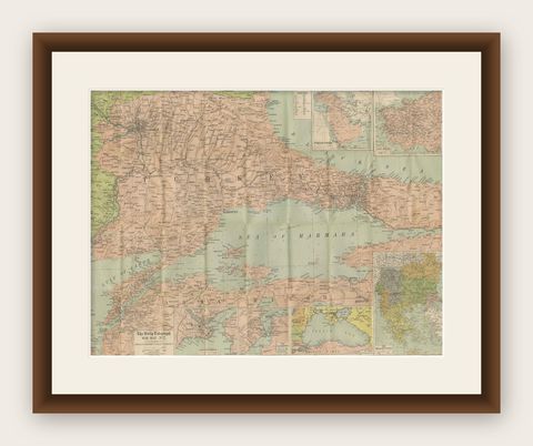 Daily Telegraph War Map 1877, Ottoman Empire, Balkans & Constantinople Antique, shown framed
