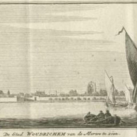 Antique Print of Woudrichem, a Fortified Town on the Merwede in Brabant, Holland, close-up 1