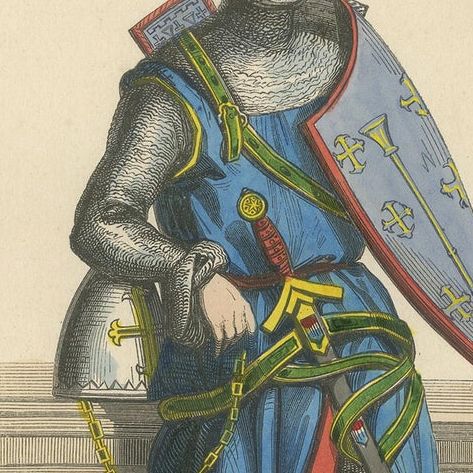 The Crusader's Rest: Sir Roger de Trumpington in Armored Repose, 1847, close-up 3