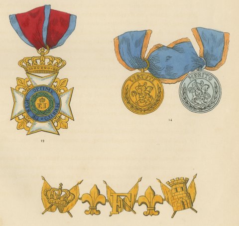 Two Sicilies, Order of Francis I Insignia, Plate XXIII, Wood Engraving, 1844, close-up 2