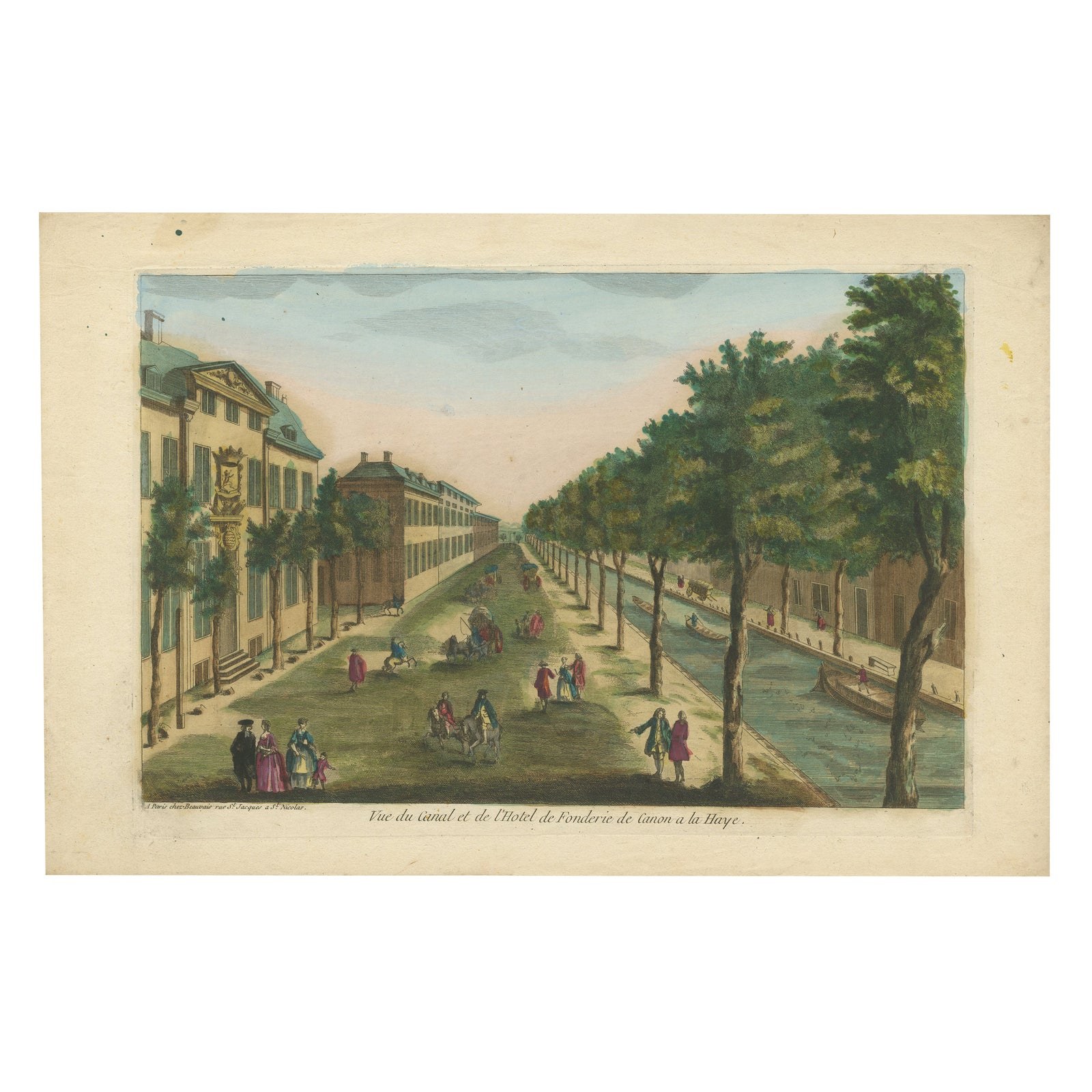 Optica Print, The Hague Canal and Cannon Foundry by Basset, c.1770