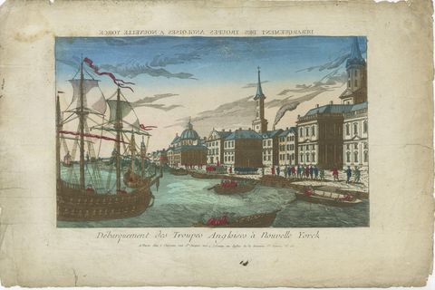Landing of the British Troops in New York, Hand-Colored Optical View, ca. 1776, view 2