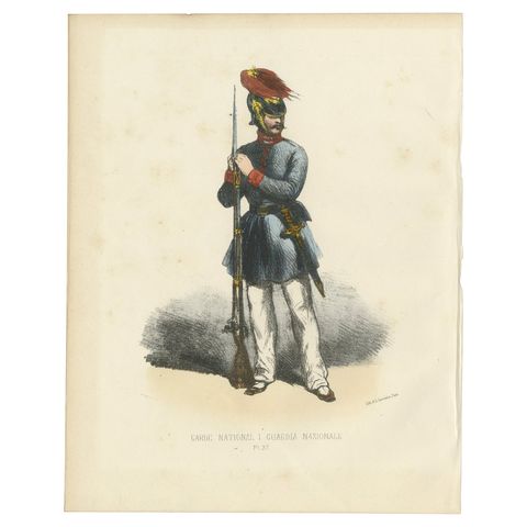 Guardian of Order: Handcolored Print of a National Guard, Plate 37, 1862