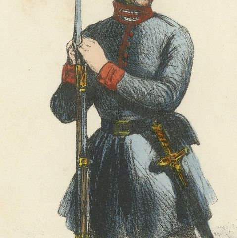 Guardian of Order: Handcolored Print of a National Guard, Plate 37, 1862, close-up 2