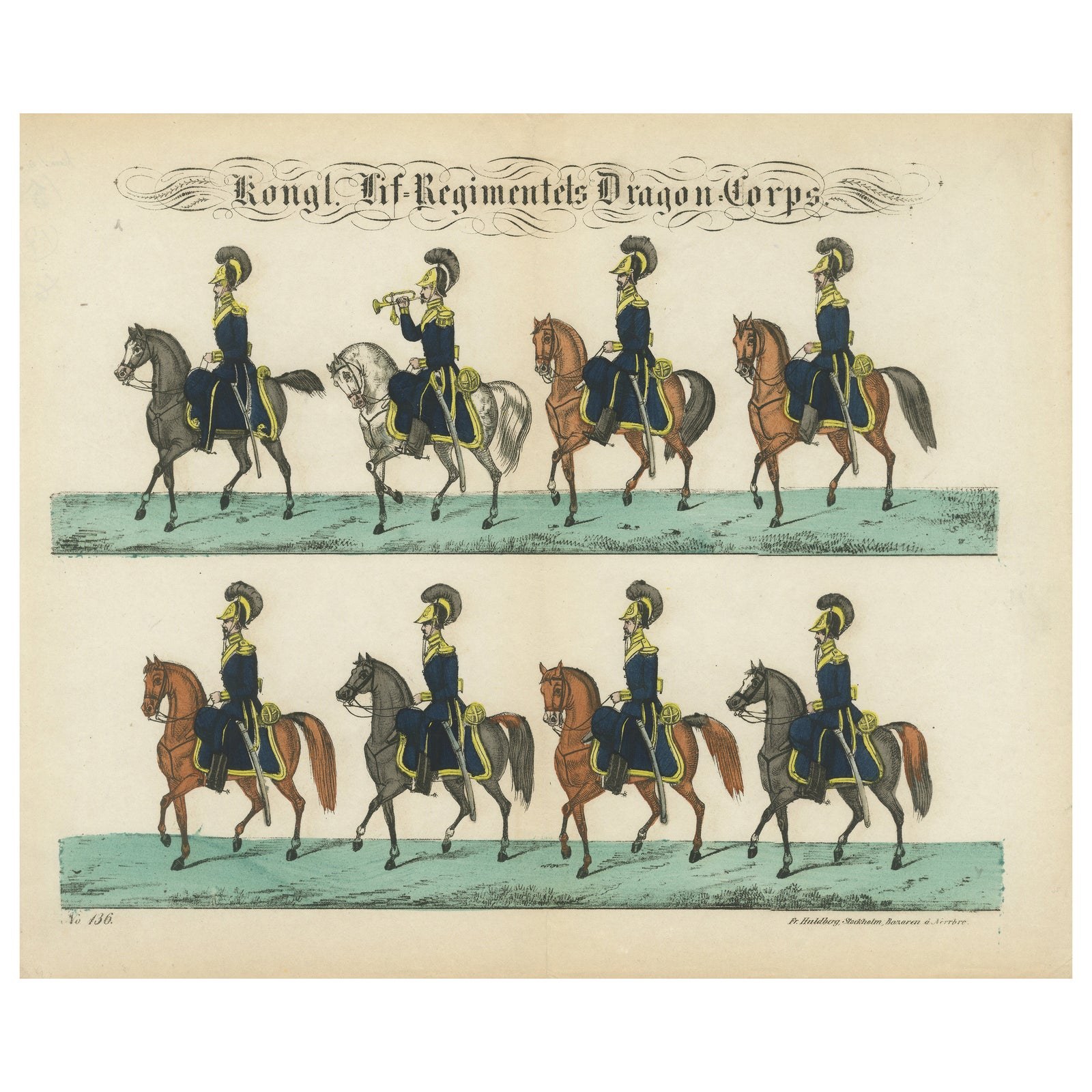 Royal Swedish Dragoon Corps, Cavalry Uniforms, Stockholm, c.1800