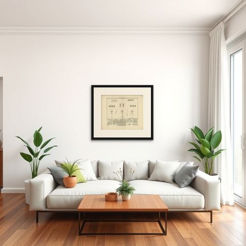 Antique Military Print of Infantry Warfare and Infantry Training, 1773, shown framed in a room