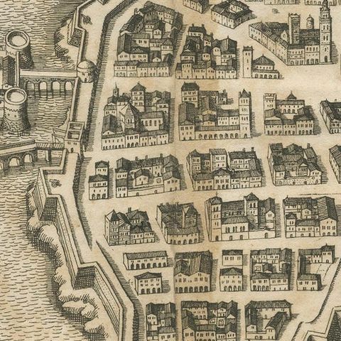 Gallipoli Fortifications: A 1688 Engraved Bird’s-Eye Map by Mattheus Merian, close-up 4