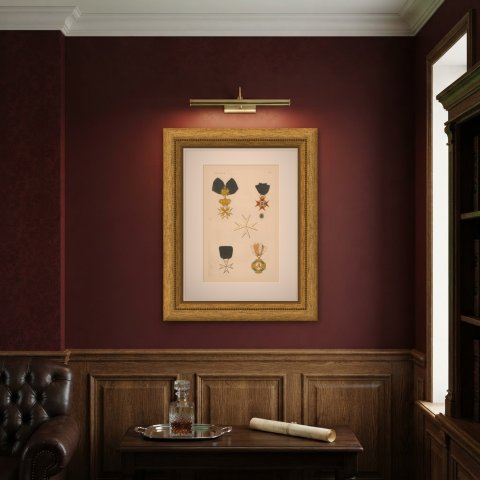 Papal States, White Crosses and Papal Decorations, Plate XXIX, 1844, shown framed on a wall