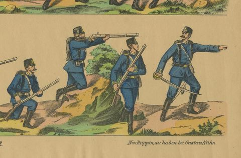 Antique Print of Swedish Infantry, Rifle Drill & Combat Movements, c.1860–1870, close-up 2