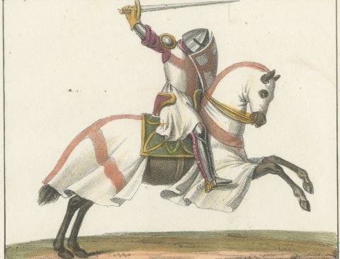Knight Templar on Horseback and Badges of the Holy Sepulchre, 1842, close-up 1