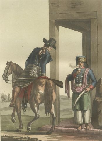 Soldiers at Rio de la Plata, Eastern Beach in Argentina by Ferrario-Bonatti 1821, close-up 1
