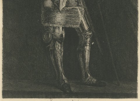 A Man in Armor after an Imitator of Giorgione, Etching by Paul Rajon, 1875, close-up 2