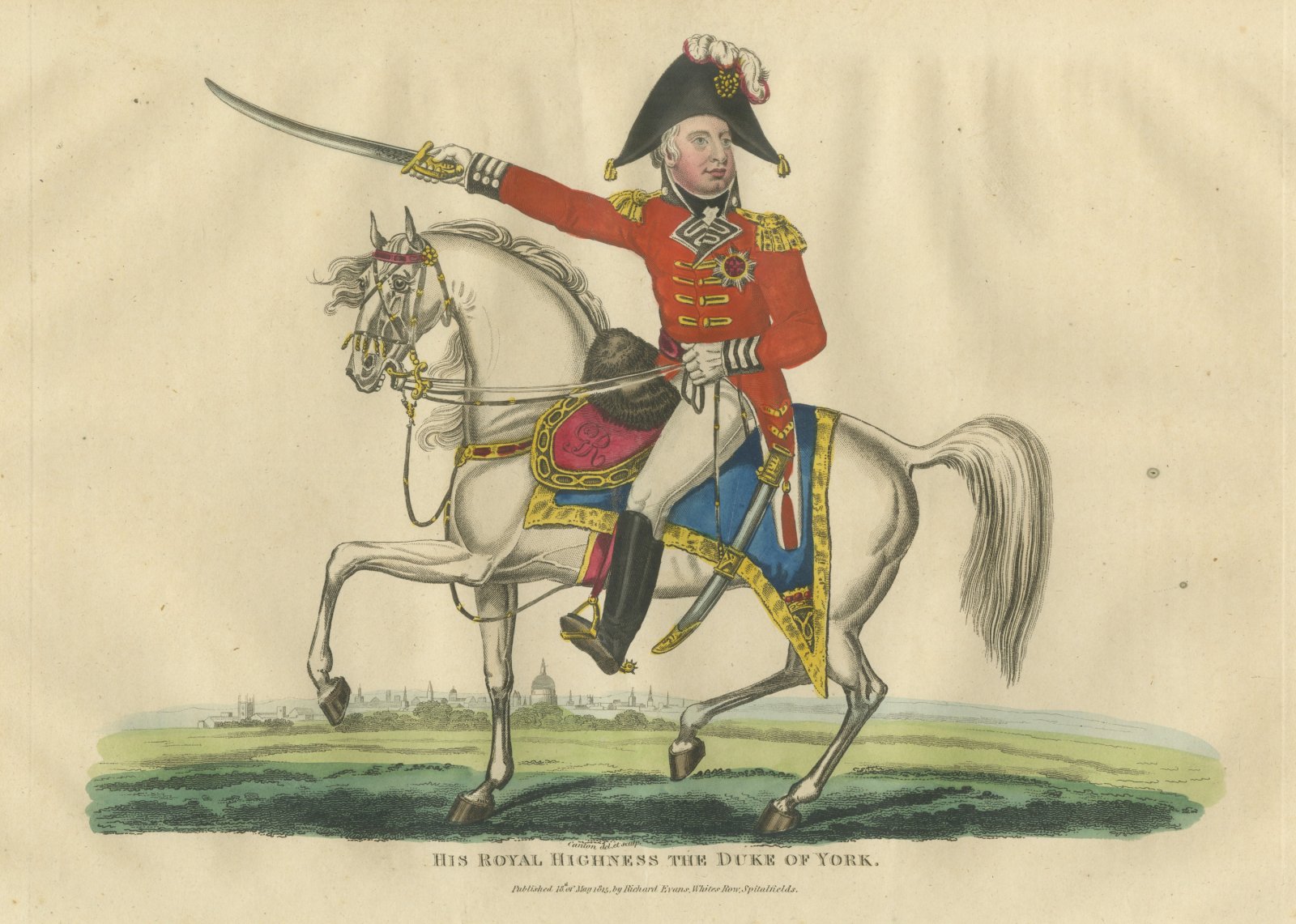 The Duke of York on a Gray Horse with a Domed City Beyond, 1815