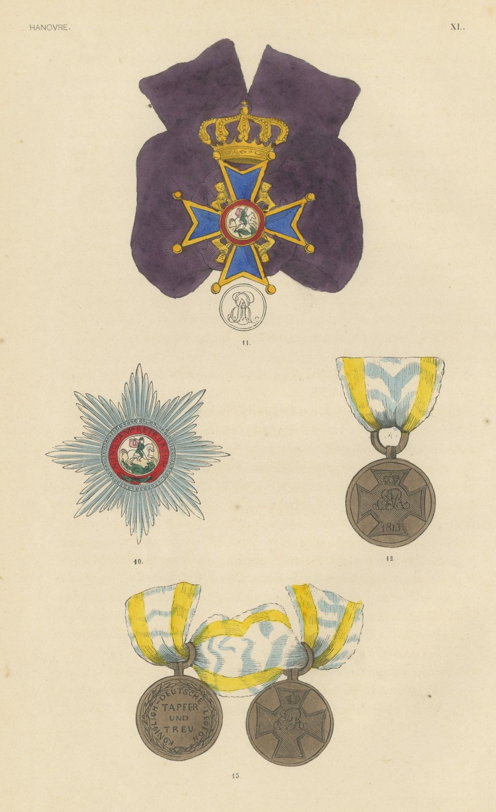 Hanover, King's German Legion Medal, Plate XL, Wood Engraving, 1844