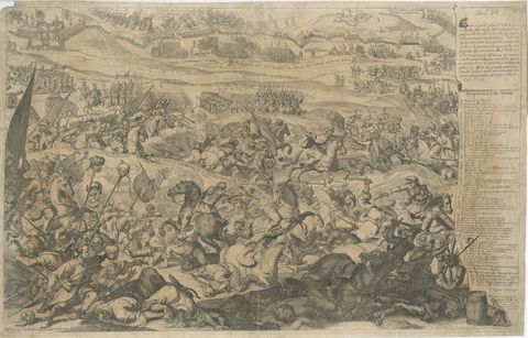 Battle of Vienna in 1683, Etching of Christians vs Turks, Van Westerhout, 1725, close-up 1