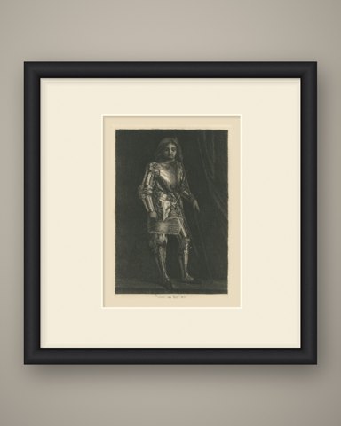 A Man in Armor after an Imitator of Giorgione, Etching by Paul Rajon, 1875, shown framed