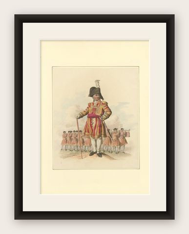 Yeoman of the Guard in Ceremonial Uniform, William Miller, London, ca.1805, shown framed