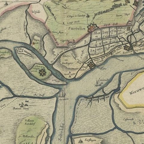 Original Map of the Military Situation After the Dutch Blockade of Antwerp, 1648, close-up 3