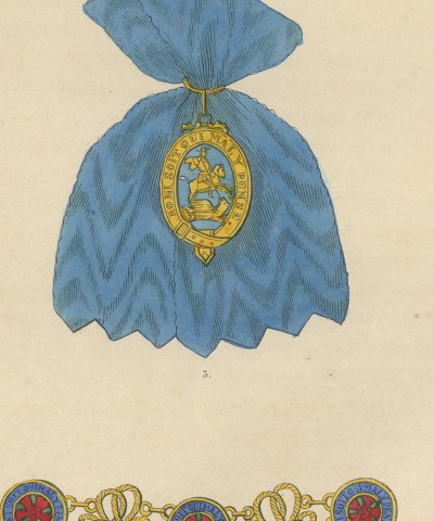 Great Britain, Order of the Garter Insignia, Plate XXXII, Wood Engraving, 1844, close-up 2