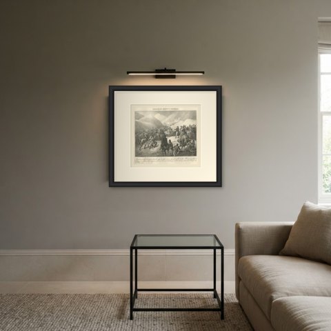 Crossing the Great Saint Bernard, the Hospice, Antique Madou Lithograph, 1827, shown framed in a room