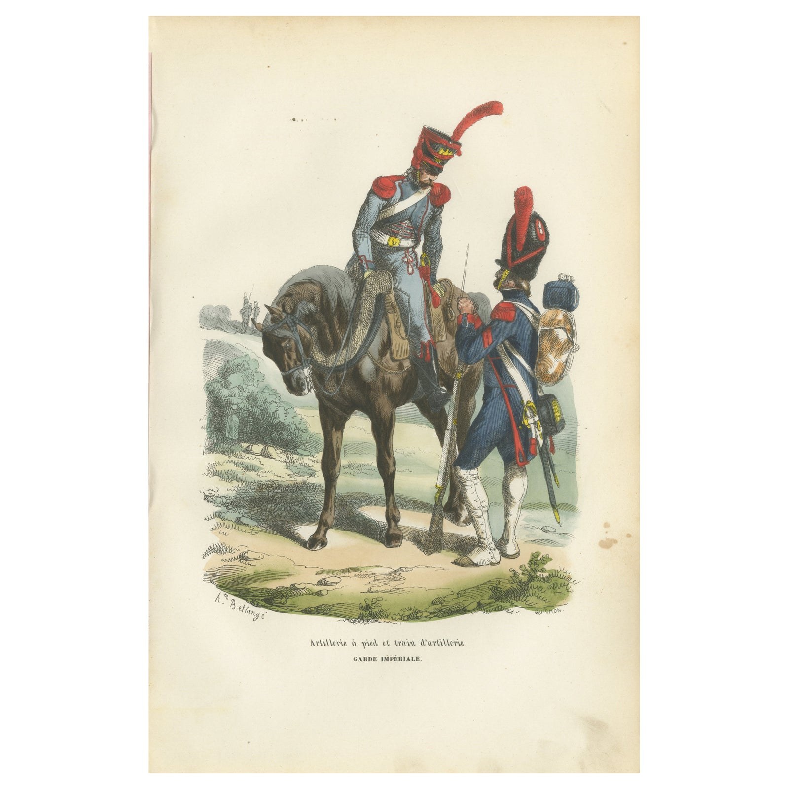 Imperial Guard Foot Artillery and Train, Napoleonic Military Print, 1843
