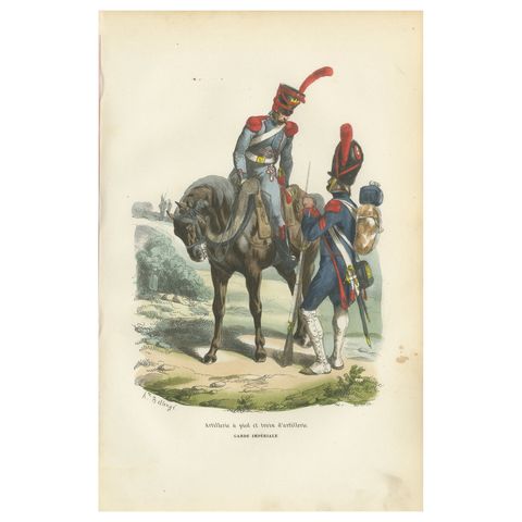 Imperial Guard Foot Artillery and Train, Napoleonic Military Print, 1843