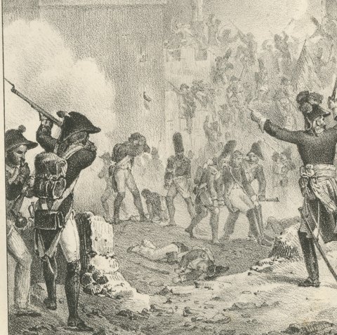 The Taking of Alexandria, Egypt Campaign, Antique Madou Lithograph, 1827, close-up 1