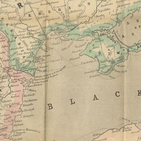 Philips Map of the Seat of War 1854, Black Sea, Turkey & Russia Antique Map, close-up 3