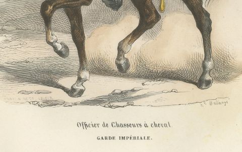 Officier de Chasseurs à Cheval, Garde Impériale, Napoleonic Cavalry Print 1843, close-up 1